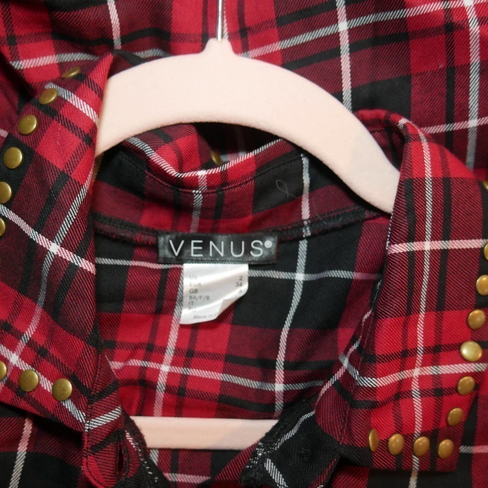 Venus Red Plaid Shirtdress Size 2 EUC - Picture 8 of 12